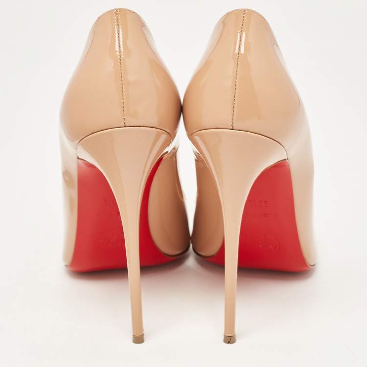 Pre Owned Christian Louboutin Beige Patent Leather So Kate Pumps Size 39.5