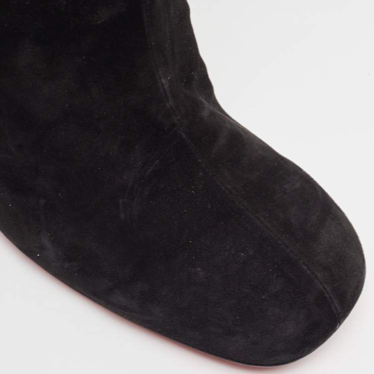 Pre Owned Christian Louboutin Black Suede Riding Over The Knee Length Boots Size 40