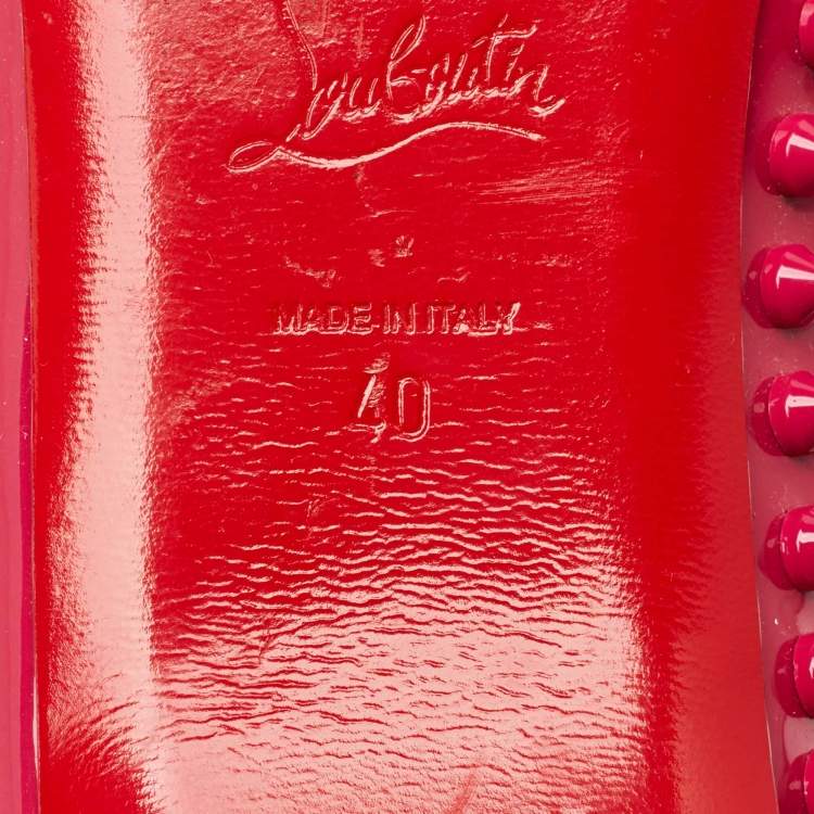 Pre Owned Christian Louboutin Pink Patent Leather Pigalle Spikes Ballet Flats Size 40