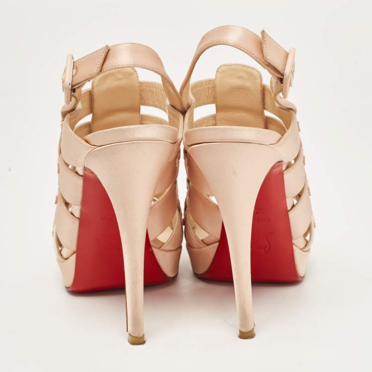 Pre Owned Christian Louboutin Pink Satin Paquita Ankle Strap Sandals Size 39