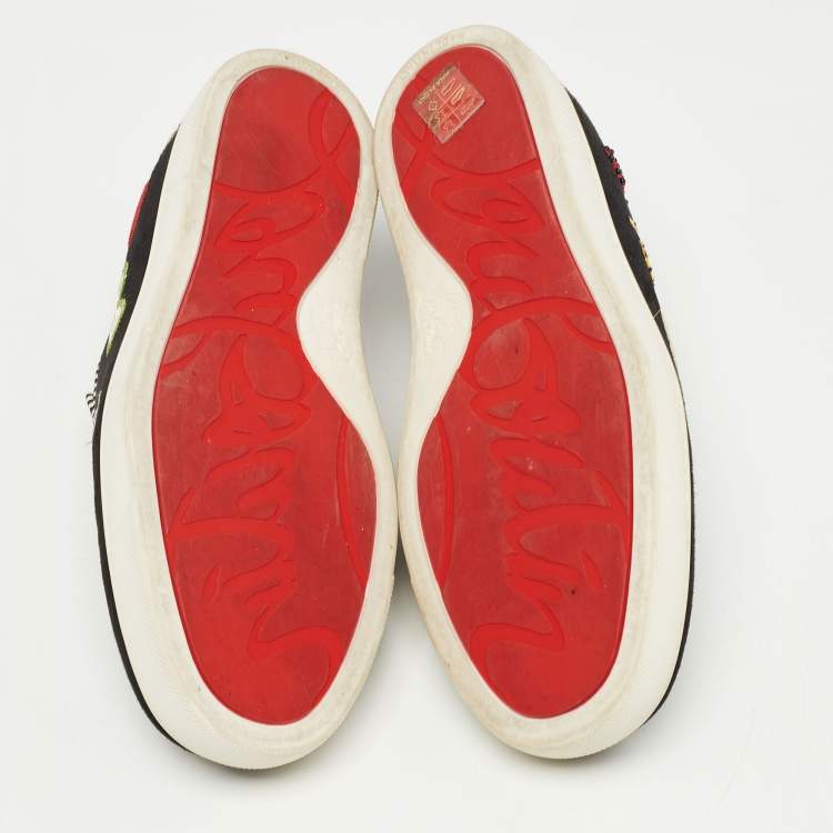 Pre Owned Christian Louboutin Black Suede Pik N Luck Sneakers Size 38