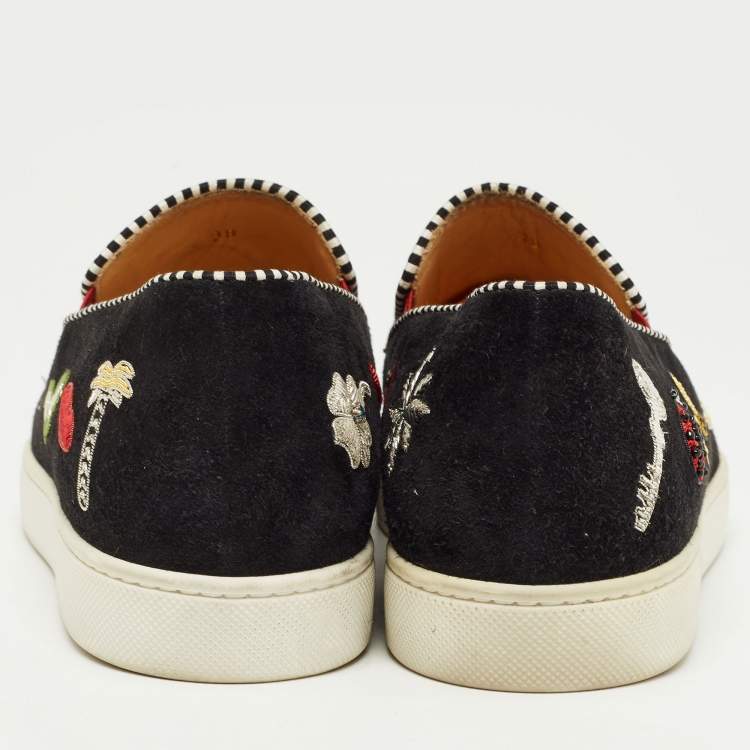 Pre Owned Christian Louboutin Black Suede Pik N Luck Sneakers Size 38
