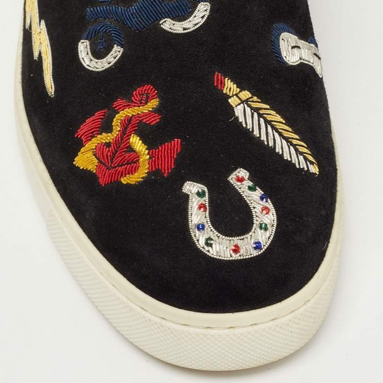 Pre Owned Christian Louboutin Black Suede Pik N Luck Sneakers Size 38