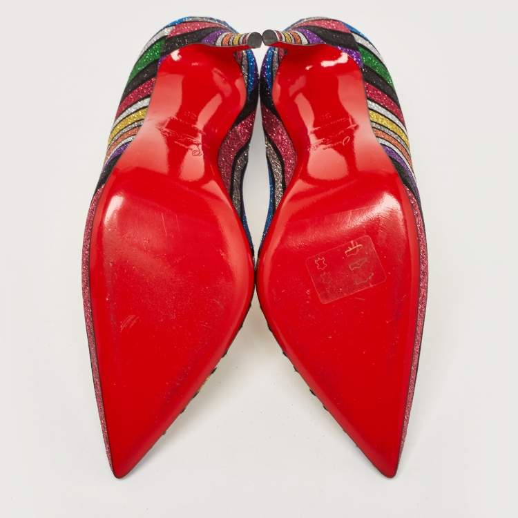 Pre Owned Christian Louboutin Multicolor Glitter Accents Pumps Size 38