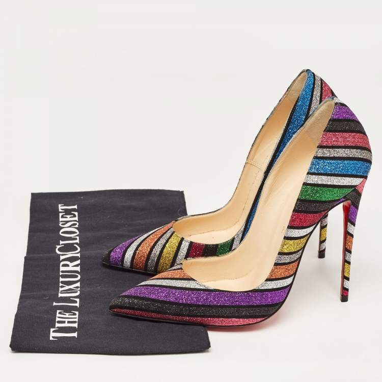 Pre Owned Christian Louboutin Multicolor Glitter Accents Pumps Size 38