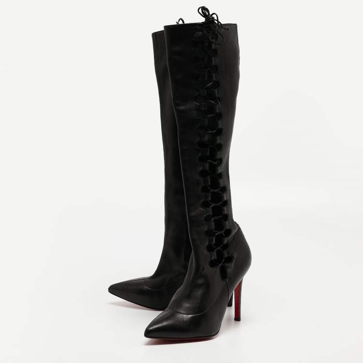 Christian Louboutin Black Leather Sempre Knee Length Boots Size 37 Christian Louboutin TLC