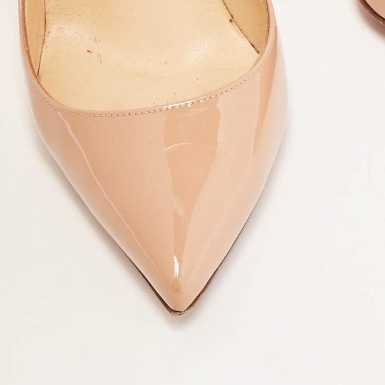 Pre Owned Christian Louboutin Beige Patent So Kate Pumps Size 38
