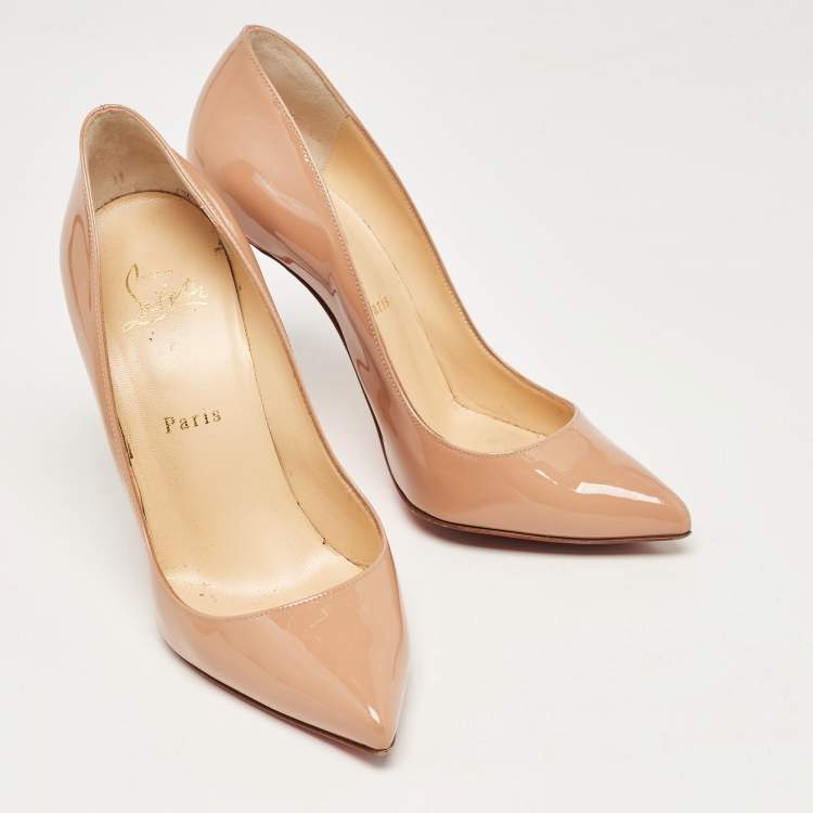 Pre Owned Christian Louboutin Beige Patent So Kate Pumps Size 38