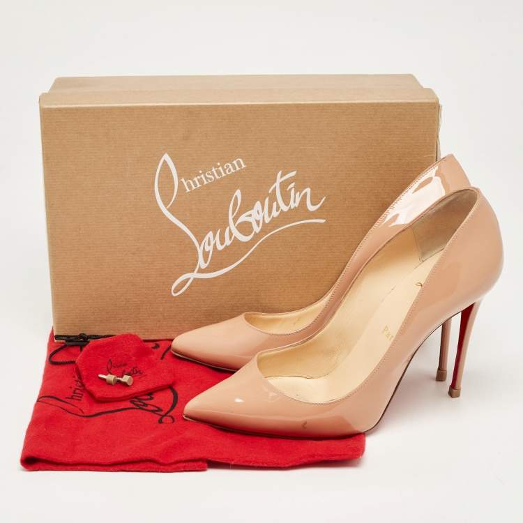 Pre Owned Christian Louboutin Beige Patent So Kate Pumps Size 38