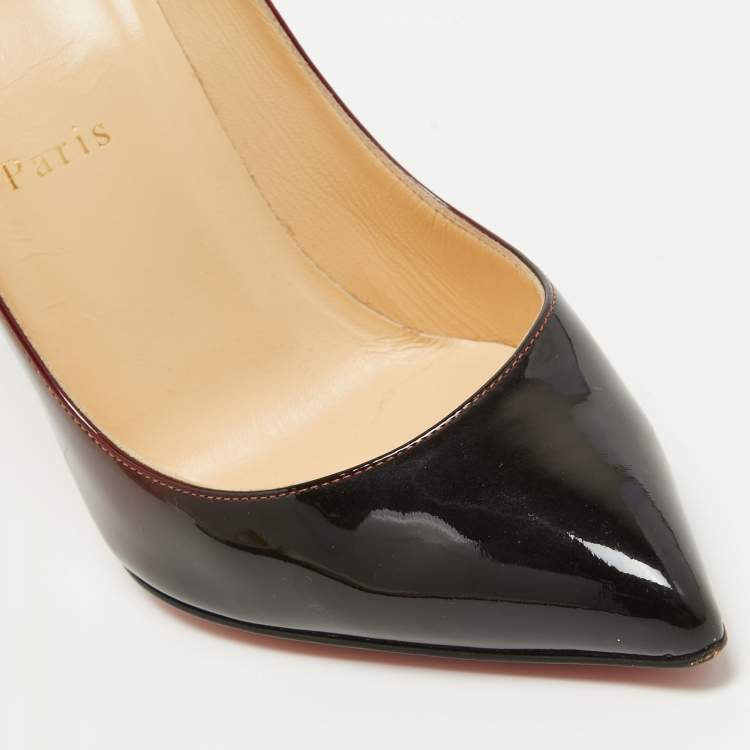 Pre Owned Christian Louboutin Black/Red Ombre Patent Leather Pigalle Follies Pumps Size 37.5