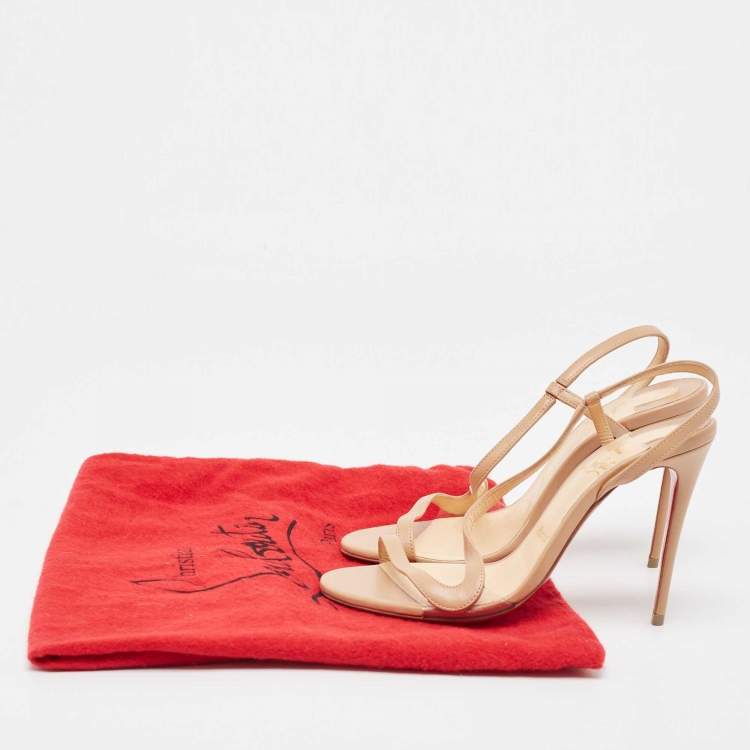 Pre Owned Christian Louboutin Beige PVC and Leather Rosalie Sandals Size 36