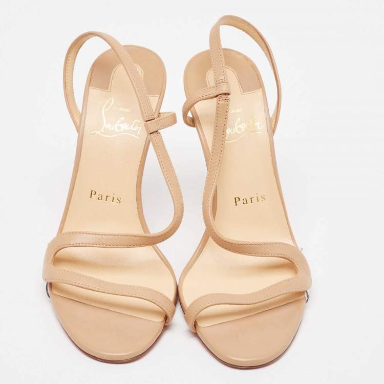 Pre Owned Christian Louboutin Beige PVC and Leather Rosalie Sandals Size 36