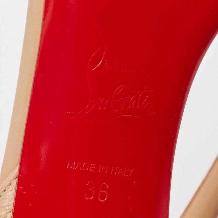 Pre Owned Christian Louboutin Beige PVC and Leather Rosalie Sandals Size 36
