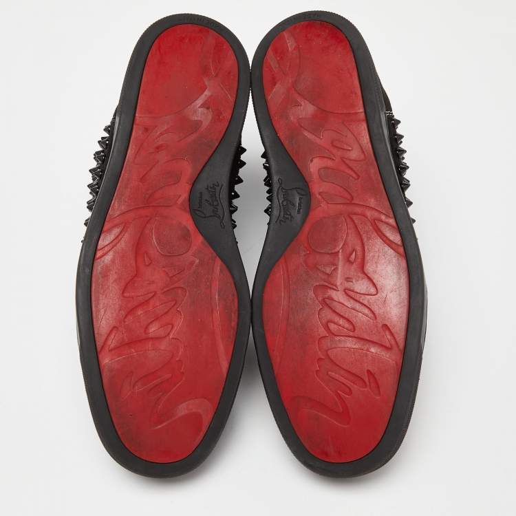 Pre Owned Christian Louboutin Black Suede Spike High Top Sneakers  Size 40