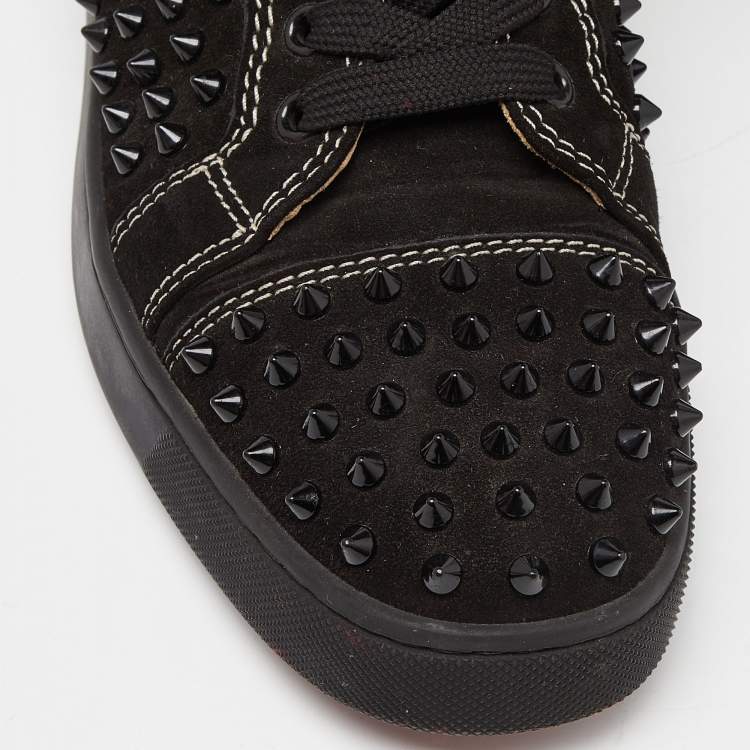 Pre Owned Christian Louboutin Black Suede Spike High Top Sneakers  Size 40