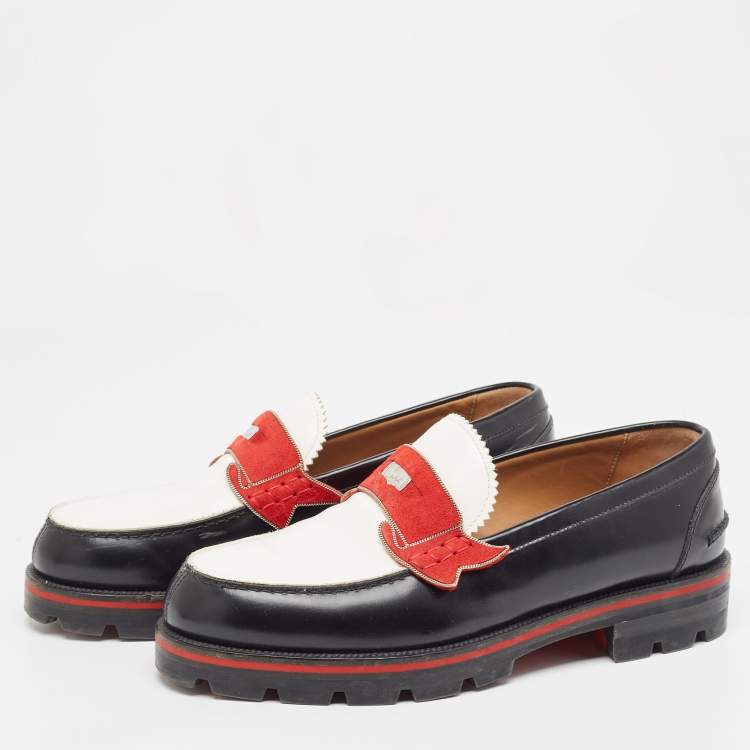 Pre Owned Christian Louboutin Tricolor Leather Monono Loafers Size 40