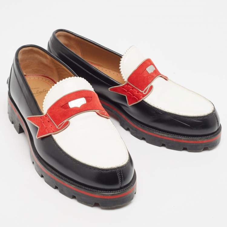 Pre Owned Christian Louboutin Tricolor Leather Monono Loafers Size 40