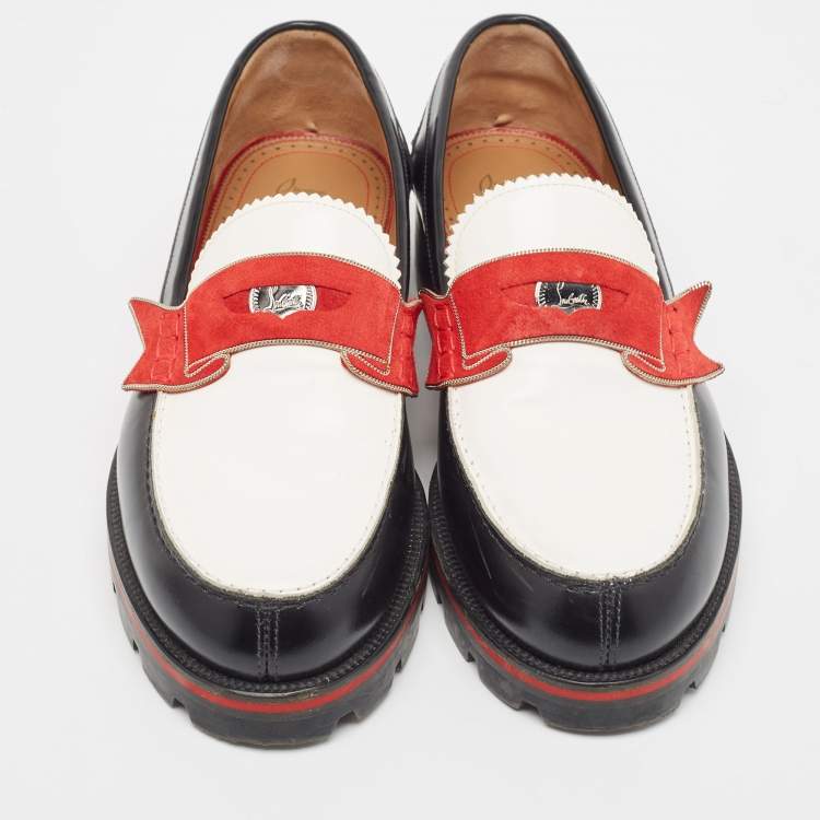 Pre Owned Christian Louboutin Tricolor Leather Monono Loafers Size 40