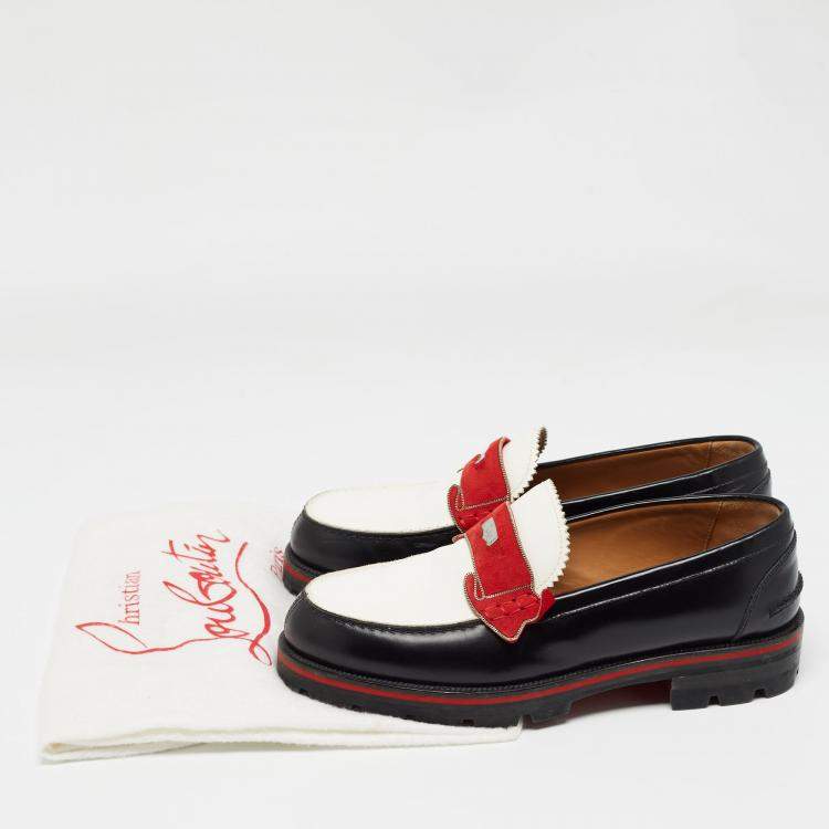 Pre Owned Christian Louboutin Tricolor Leather Monono Loafers Size 40