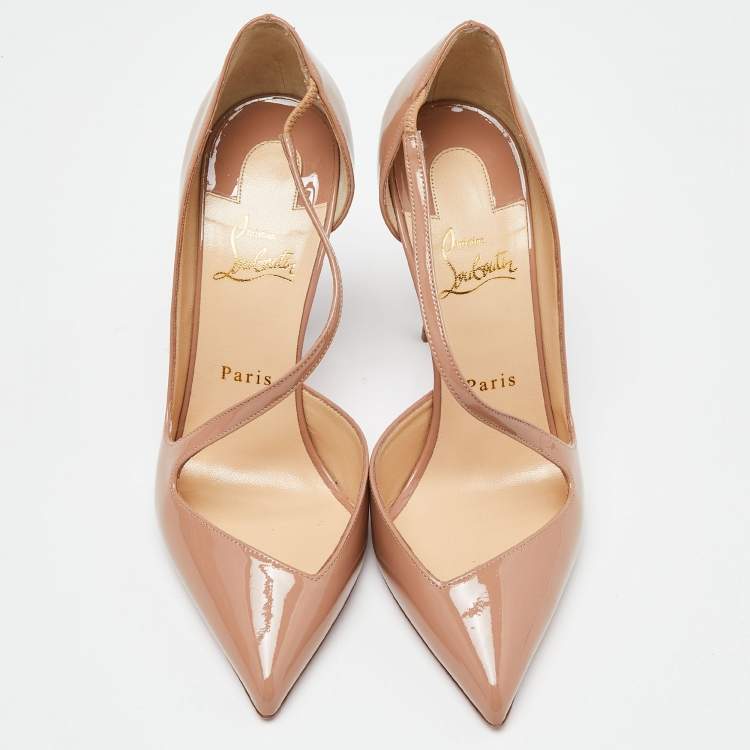 Pre Owned Christian Louboutin Beige Patent Jumping Pumps Size 39