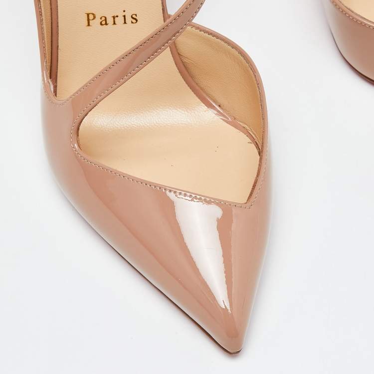Pre Owned Christian Louboutin Beige Patent Jumping Pumps Size 39