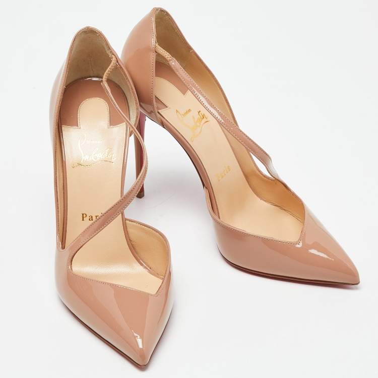 Pre Owned Christian Louboutin Beige Patent Jumping Pumps Size 39