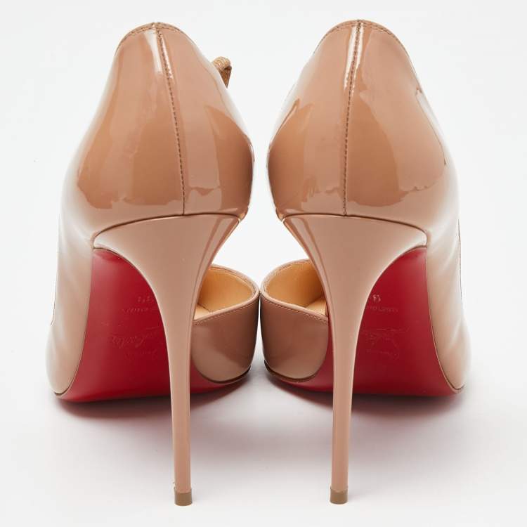 Pre Owned Christian Louboutin Beige Patent Jumping Pumps Size 39