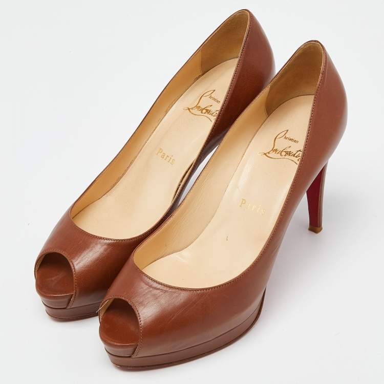 Christian Louboutin Brown Leather New Prive Pumps Size 38.5