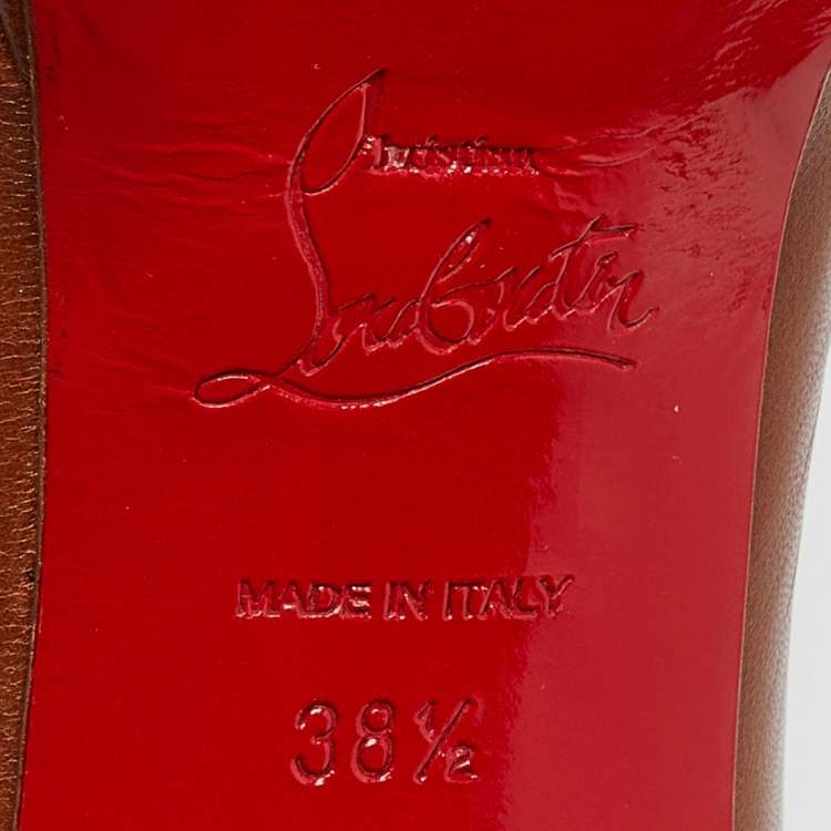Pre Owned Christian Louboutin Brown Leather New Prive Pumps Size 38.5