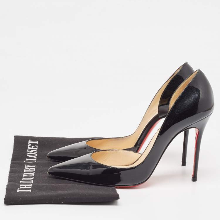 Pre Owned Christian Louboutin Black Patent Leather Iriza Pumps Size 37.5