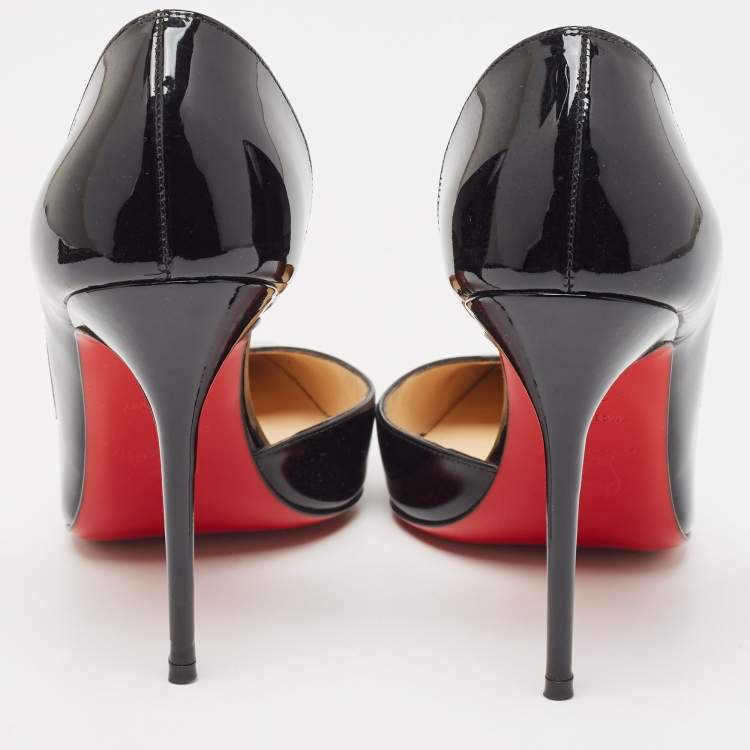 Pre Owned Christian Louboutin Black Patent Leather Iriza Pumps Size 37.5