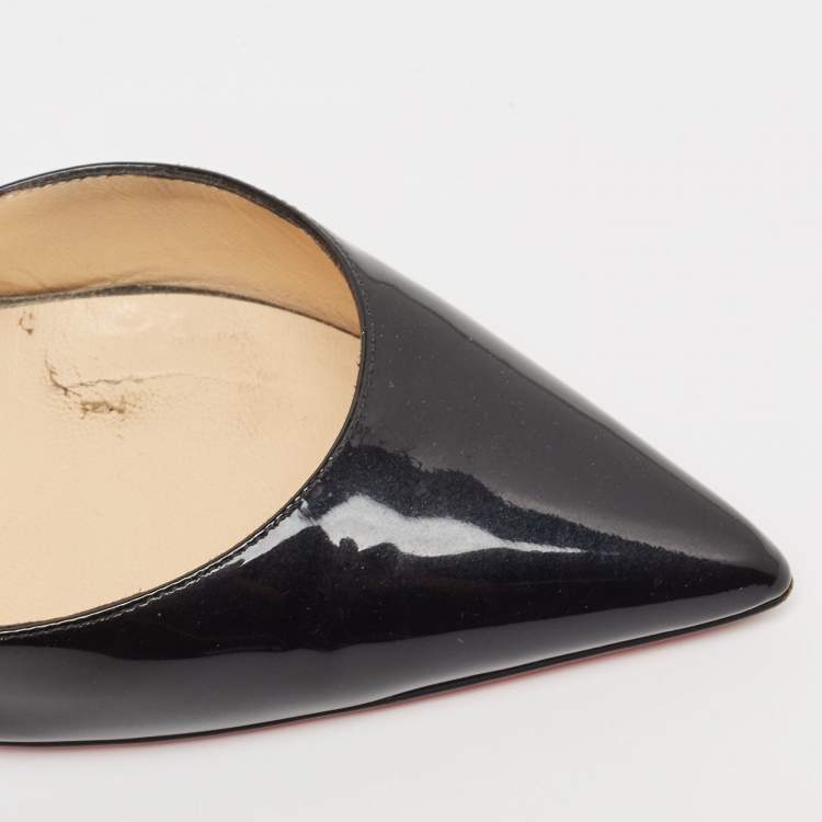 Pre Owned Christian Louboutin Black Patent Leather Iriza Pumps Size 37.5