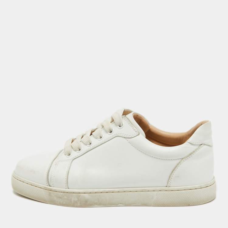Pre Owned Christian Louboutin White Leather Louis Junior Sneakers Size 37