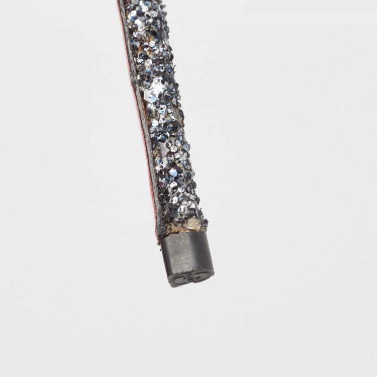 Pre Owned Christian Louboutin Two Tone Coarse Glitter Fifi Pumps Size 38