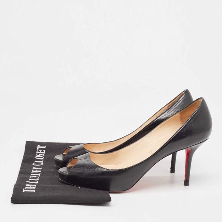 Pre Owned Christian Louboutin Black Leather Very Prive Pumps Size 40.5