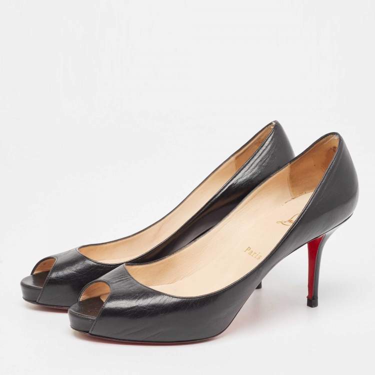 Pre Owned Christian Louboutin Black Leather Very Prive Pumps Size 40.5