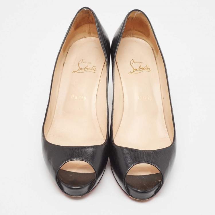 Pre Owned Christian Louboutin Black Leather Very Prive Pumps Size 40.5