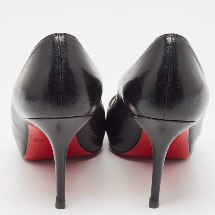 Pre Owned Christian Louboutin Black Leather Very Prive Pumps Size 40.5