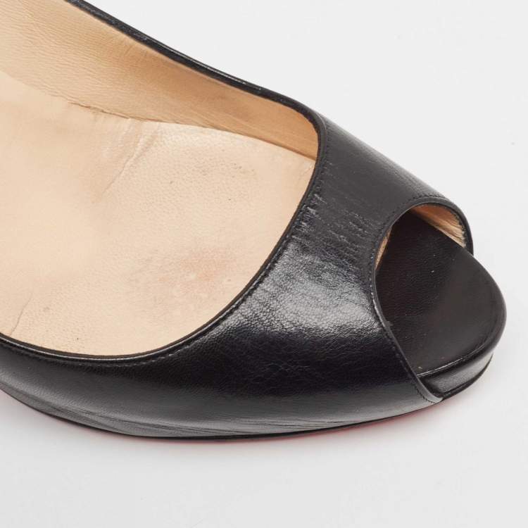 Pre Owned Christian Louboutin Black Leather Very Prive Pumps Size 40.5
