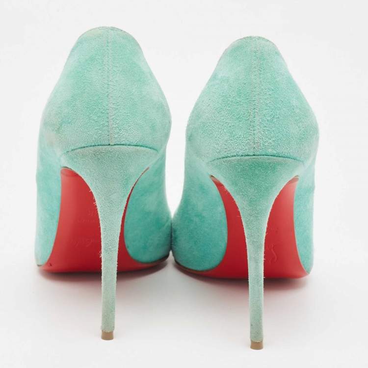 Pre Owned Christian Louboutin Blue Suede Pigalle Follies Pumps Size 38
