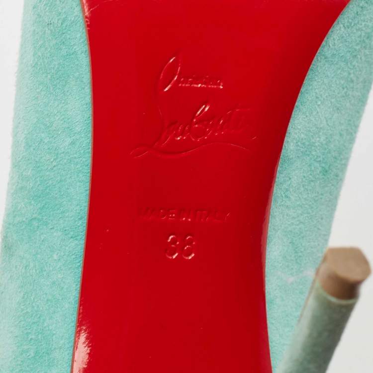 Pre Owned Christian Louboutin Blue Suede Pigalle Follies Pumps Size 38