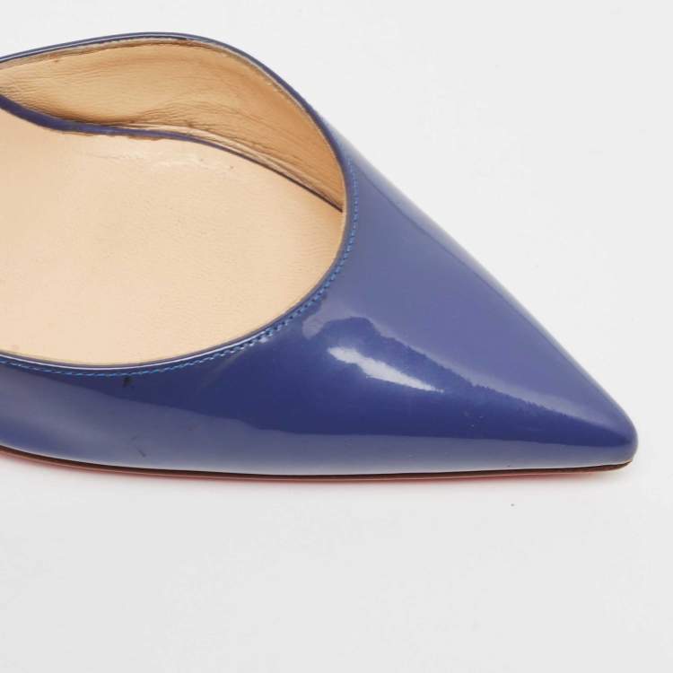 Pre Owned Christian Louboutin Blue Patent Iriza Pumps Size 37.5