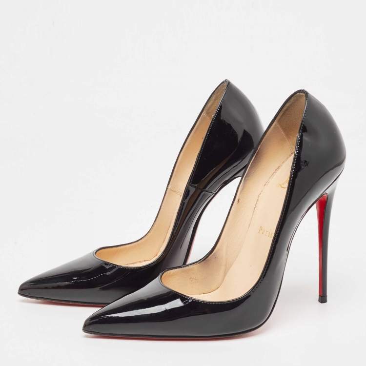 Pre Owned Christian Louboutin Black Patent Leather So Kate Pumps Size 38