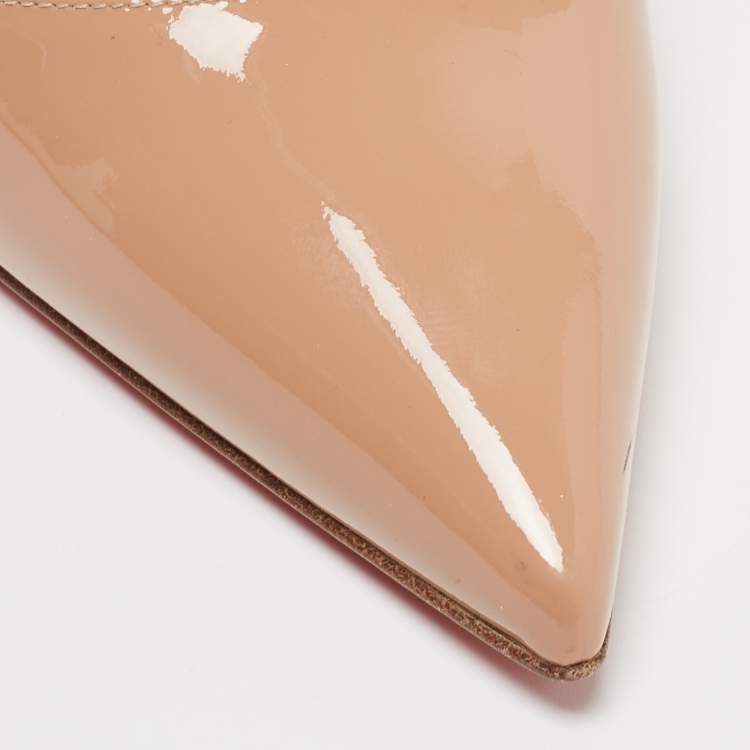 Pre Owned Christian Louboutin Beige Patent Leather So Kate Pumps Size 38