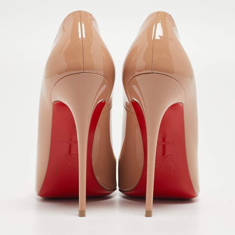 Pre Owned Christian Louboutin Beige Patent Leather So Kate Pumps Size 38