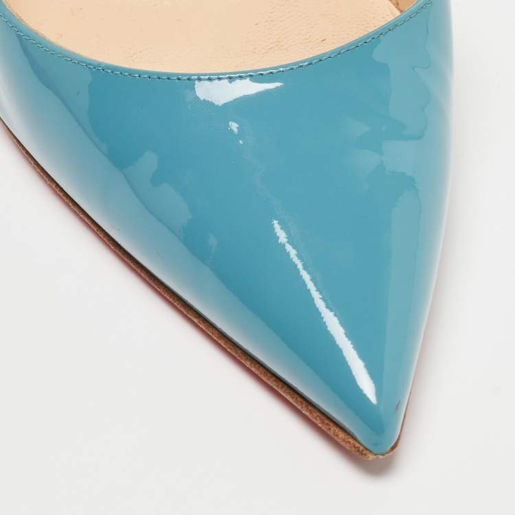 Pre Owned Christian Louboutin Blue Patent Leather So Kate Pumps Size 38