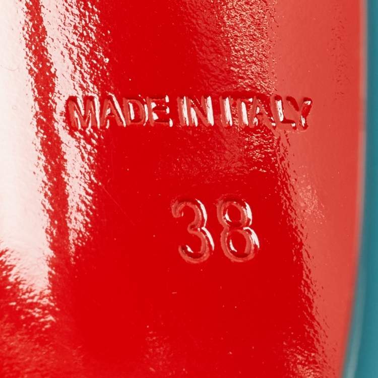Pre Owned Christian Louboutin Blue Patent Leather So Kate Pumps Size 38