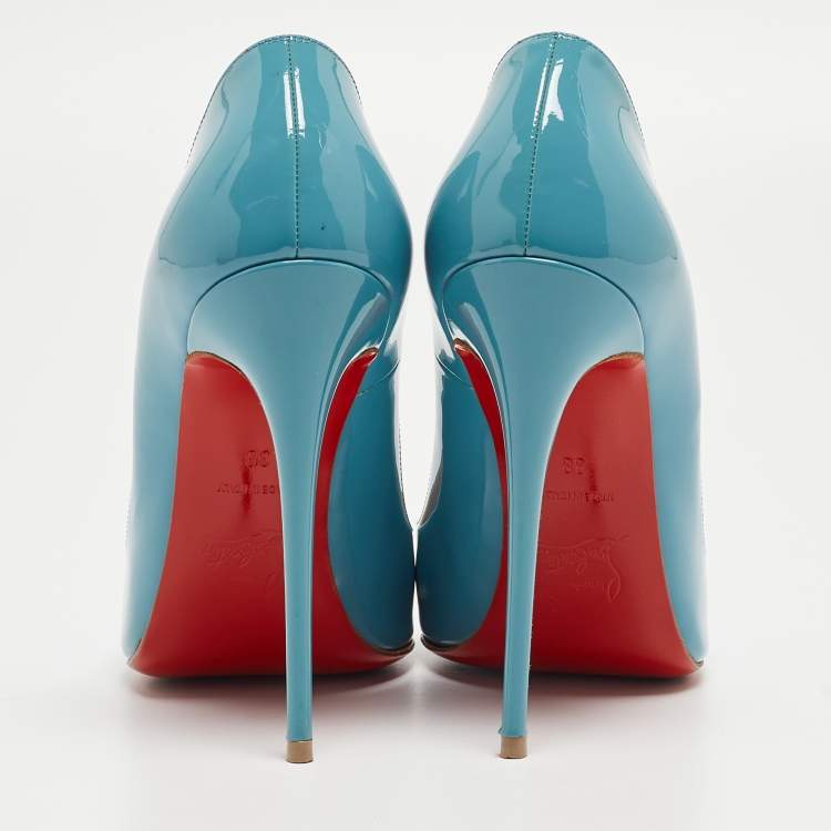 Pre Owned Christian Louboutin Blue Patent Leather So Kate Pumps Size 38