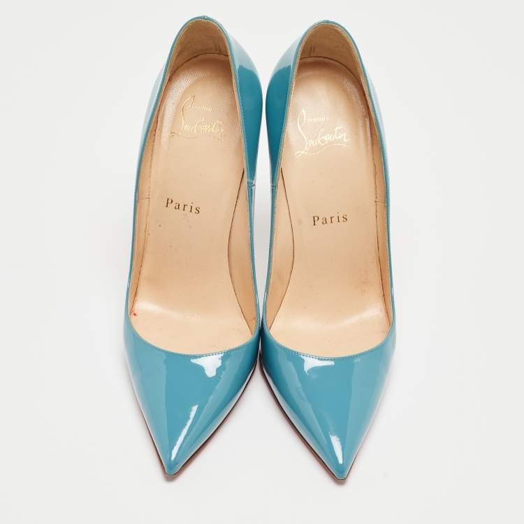 Pre Owned Christian Louboutin Blue Patent Leather So Kate Pumps Size 38