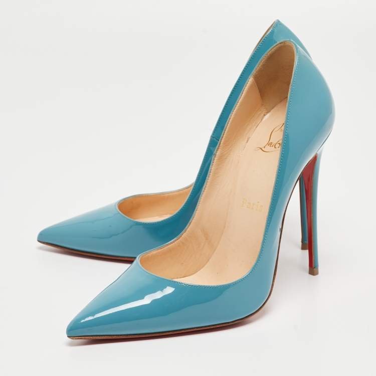 Pre Owned Christian Louboutin Blue Patent Leather So Kate Pumps Size 38